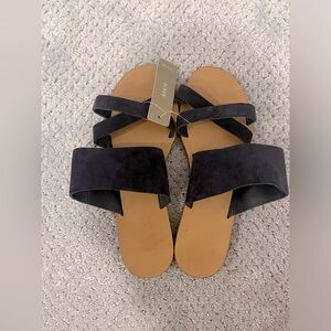 New J Crew Suede Sandals Sz 7 Navy